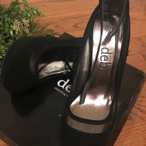 Black High Heels with Mesh Detail